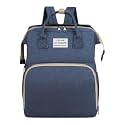 New foldable bed diaper backpack, waterproof and wear-resistant, large capacity, for travel, outings and daily use (Dark blue)