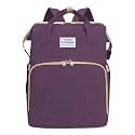 New foldable bed diaper backpack, waterproof and wear-resistant, large capacity, for travel, outings and daily use (purple)