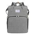 New foldable bed diaper backpack, waterproof and wear-resistant, large capacity, for travel, outings and daily use (Grey)