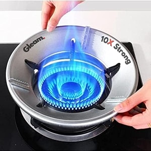 new gleam 2 pcs extra strong gas saver burner stand  windproof gas saver stand for all gas stoves silver