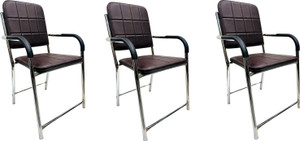 new goyal furniture best multipurpose chair for study home chair office chair with arm rest metal dining chair set of 3 finish color - coffee