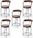 NEW GOYAL FURNITURE Hotel Dining Stool For Home Kitchen Restaurant Cafe outdoor chambers Metal Dining Chair (Set of 5, Finish Color - BROWN)