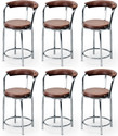 NEW GOYAL FURNITURE Stylish Dining Stool For Home Kitchen Restaurant Hotel Cafe outdoor chambers Metal Dining Chair (Set of 6, Finish Color - BROWN)