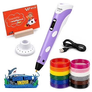 wol3d itech magic 3d pen with 12 in 1 pla filament refills 5 metre each - oled display adjustable speed amp temperature control usb powered 3d printing pen for kids adults diy art amp crafts