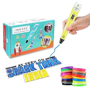 wol3d i tech magic 3d pen for kids amp adults yellow with 20 pla filaments 5m each  speed amp temperature control  oled display  ergonomic grip  3d printing pen for diy amp art projects