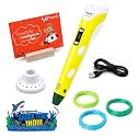 WOL3D iTech Yellow Magic 3D Pen with 5 in 1 PLA Filament Refills 5 Metre Each - OLED Display, Adjustable Speed &amp; Temperature Control, USB Powered 3d Printing Pen for Kids, Adults, DIY Art &amp; Crafts