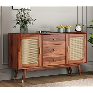 sheesham wood tv unitwooden sideboard cabinet for living room  solid wood kitchen cabinets with drawers amp door  storage unit for home office n-honey