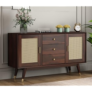 sheesham wood tv unitwooden sideboard cabinet for living room  solid wood kitchen cabinets with drawers amp door  storage unit for home office n-walnut