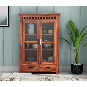 solid sheesham wood kitchen crockery cabinet crockery storage unitwooden sideboard storage cabinet for home and kitchen kcc-antique-honey 30 x 14 x 465 inch