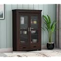 Solid sheesham Wood Kitchen Crockery Cabinet with Shelf &amp; Doors for Storage Unit/Wooden Sideboard Storage Cabinet for Home and Kitchen(S01-Walnut) (30 x 14 x 46.5 inch)