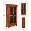 Solid sheesham Wood Kitchen Crockery Cabinet with Drawer &amp; Doors for Storage Unit/Wooden Sideboard Cabinet for Home and Kitchen (Honey) (32 x 15 x 57 inch) Ignore Size Photo