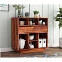 NEW LOOK FURNITURE Solid Sheesham Wood Kitchen Crockery Cabinet with Drawer &amp; Doors for Crockery Storage/Wooden Sideboard Storage for Home and Kitchen(S02-Honey)