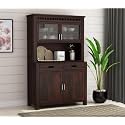 Solid sheesham Wood Kitchen Crockery Cabinet with Shelf &amp; Doors for Storage Unit/Wooden Sideboard Storage Cabinet for Home and Kitchen (Walnut Color)
