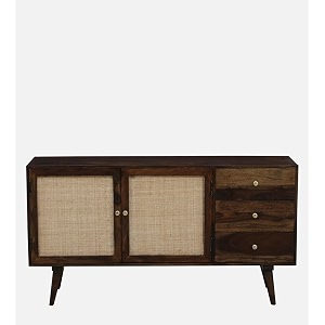 wooden tv cabinet sideboard cabinet for living room  solid wood kitchen crockery cabinets with 3 drawers amp 2 door  storage unit for bedroom walnut1