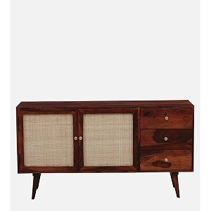 wooden tv cabinet sideboard cabinet for living room  solid wood kitchen crockery cabinets with 3 drawers amp 2 door  storage unit for bedroom honey1