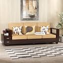 Sheesham Wood 3 Seater Sofa | 3 Seater Sofa with 2 Drawer Storage | Wooden Sofa Set Furniture for Living Room Home Office (40 Density Cushion,Walnut)
