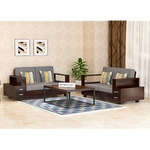 sheesham wood 4 seater sofa set with 2 drawer storage  22 wooden sofa set furniture for living room home office 40 density cushionwalnut finish