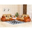 Sheesham Wood 4 Seater Sofa Set with 2 Drawer Storage | 2+2 Wooden Sofa Set Furniture for Living Room Home Office (40 Density Cushion,Honey)