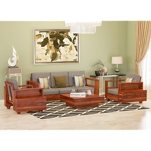 sheesham wood 5 seater sofa set with 2 drawer storage  311 wooden sofa set furniture for living room home office 40 density cushionhoney finish