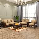 Sheesham Wood 6 Seater Feltro Sofa Set for Living Room Wooden Sofa Set for Living Room Furniture (3+2+1, 40 Density Cushion,Walnut Finish Beige Cushion)