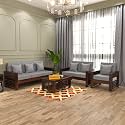 Sheesham Wood 6 Seater Feltro Sofa Set for Living Room Wooden Sofa Set for Living Room Furniture (3+2+1, 40 Density Cushion,Walnut Finish Grey Cushion)