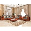 Sheesham Wood 6 Seater Sofa Set with 2 Drawer Storage | 3+2+1 Wooden Sofa Set Furniture for Living Room Home Office (40 Density Cushion,Honey Finish)