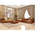 Sheesham Wood 6 Seater Sofa Set with 2 Drawer Storage | 3+2+1 Wooden Sofa Set Furniture for Living Room Home Office (40 Density Cushion,Honey)