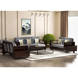 sheesham wood 7 seater sofa set with 2 drawer storage  322 wooden sofa set furniture for living room home office 40 density cushionwalnut finish