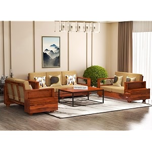 sheesham wood 7 seater sofa set with 2 drawer storage  322 wooden sofa set furniture for living room home office 40 density cushionhoney