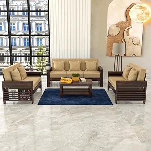 sheesham wood 7 seater feltro sofa set for living room wooden sofa set for living room furniture 32240 density cushionwalnut finish beige cushion