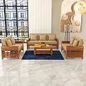 Sheesham Wood 7 Seater Feltro Sofa Set for Living Room Wooden Sofa Set for Living Room Furniture (3+2+2,40 Density Cushion,Honey Finish Beige Cushion)