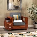 Sheesham Wood Single Seater Sofa | 1 Seater Sofa with 2 Drawer Storage | Wooden Sofa Set Furniture for Living Room Home Office (40 Density Cushion,Honey Finish)
