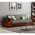Solid Sheesham Wood Sofa Set 3 Seater
