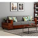 Solid Sheesham Wood Sofa Set 3 Seater