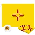New Mexico Flag 3x5 FT Outdoor, NM Flag Embroidered Sun Heavy Duty Outside