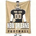New Orleans Throw Blanket Personalized Name and Number Gifts for Men Women Kids Flannel Tapestry