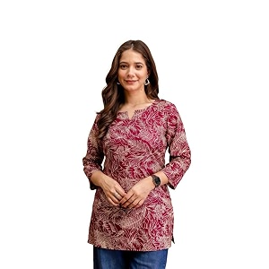 New Rayon Floral Printed Regular Tunic Top