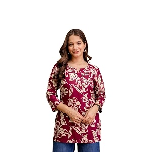 New Rayon Floral Printed Regular Tunic Top