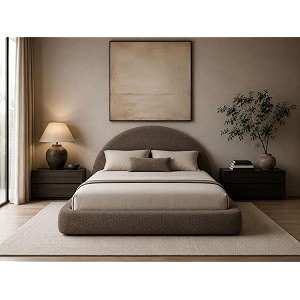 New Round Bed Upholstered Bed Frame -Washable