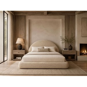 New Round Bed Upholstered Bed Frame -Washable