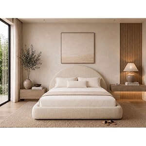 New Round Bed Upholstered Bed Frame -Washable