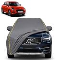 New Swift 100% Waterproof Car Cover | Dustproof Sun Protection Cover | Soft Cotton Lining | Triple Stitched | Mirror Pocket | Antenna Pocket | All Weather Body Cover (Grey with Yellow Piping)