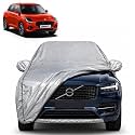 New Swift 100% Waterproof Car Cover | Dustproof Sun Protection Cover | Soft Cotton Lining | Triple Stitched | Mirror Pocket | Antenna Pocket | All Weather Body Cover (Silver with Yellow Piping)