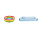 New Swimming Pool 5.5 Feet and 3 FT Pool Rectangular &amp; Round Pool Bathing Tub Foldable Swimming Pool for Girls and Boys (Multi)