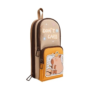 new three layer canvas cute aesthetic pencil case for girls large capacity pen pencil pouch compass box for school multifunctional stationery organizer best brown