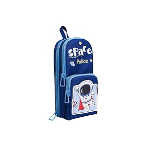 new three layer canvas cute aesthetic pencil case for girls large capacity pen pencil pouch compass box for school multifunctional stationery organizer best space police pouch