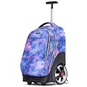 NEW TILAMI 19 Inch Rolling Backpack for School Stair-Climbing, Purple Star