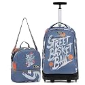 NEW TILAMI 19 Inch Rolling Backpack with Lunch Bag School, Basketball