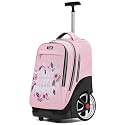 NEW TILAMI 19 inch Rolling Backpack Teens Rolling Backpack Cute Wheeled Laptop Backpack Bookbag Roller Travel Bag College, Flower Pink
