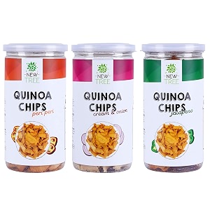 new tree quinoa chips combo pack of 3  peri peri  cream amp onion  jalapeno  high protein amp gluten free snacks  high fiver  superfood quinoa chips  crunchy tea time snack  675g 3 x 225g